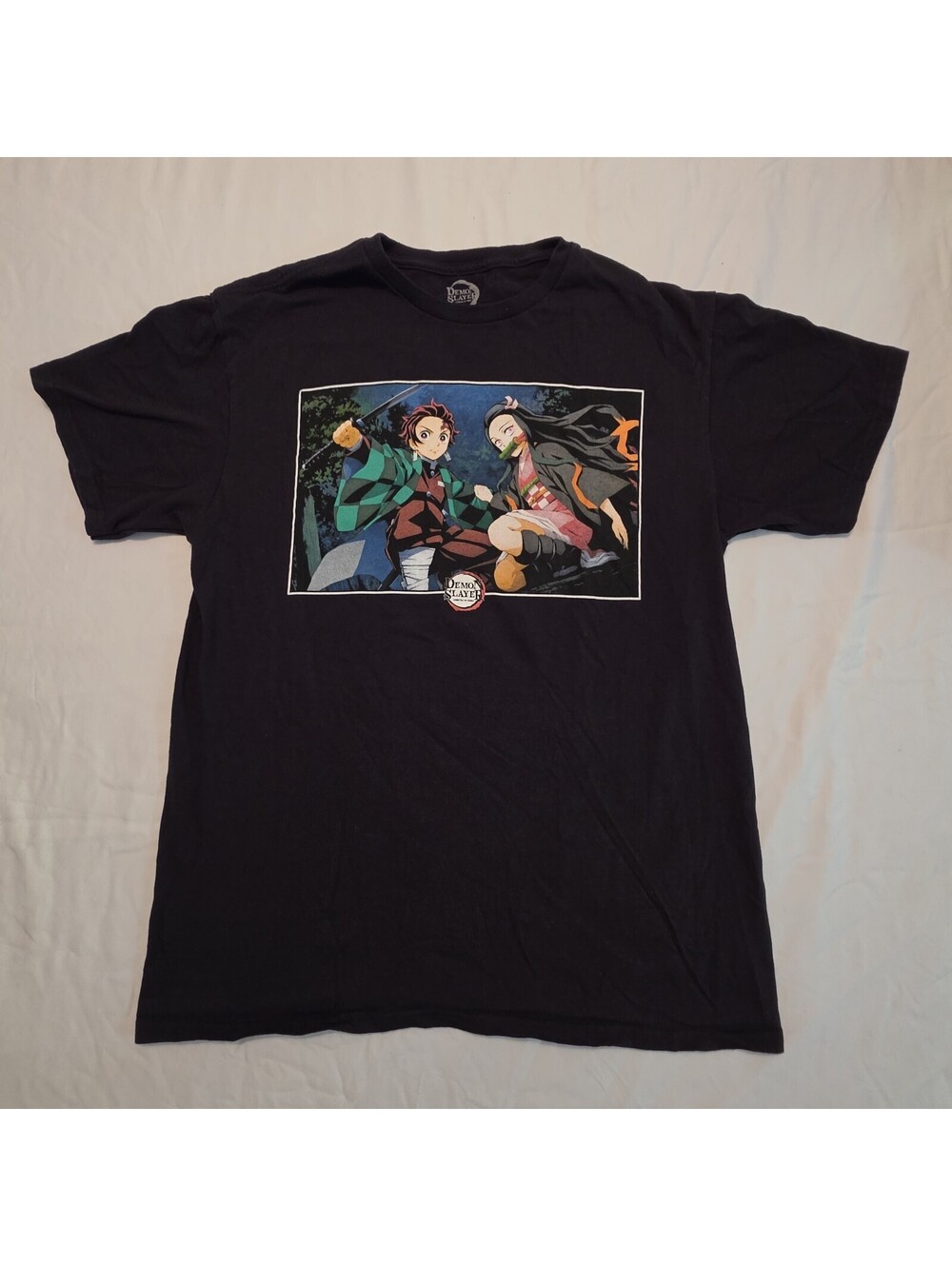Demon Slayer Tanjiro Nezuko T Shirt Size Medium Black Anime Graphic Tee